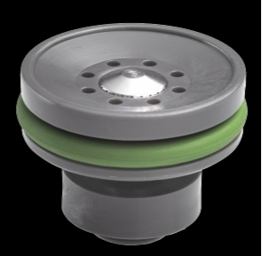 Piston head in reinforced technopolymer