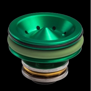 piston head with pressure deviation bearings