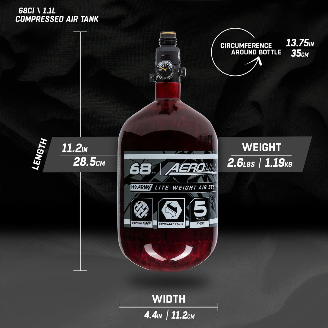 AeroLite Carbon Fiber Tank - 48ci / 4500psi - Red
